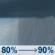 Monday: Rain showers after 7am. Cloudy, with a high near 59. North wind 7 to 12 mph, with gusts as high as 20 mph. Chance of precipitation is 90%. New rainfall amounts between a tenth and quarter of an inch possible. Monday: Rain Showers